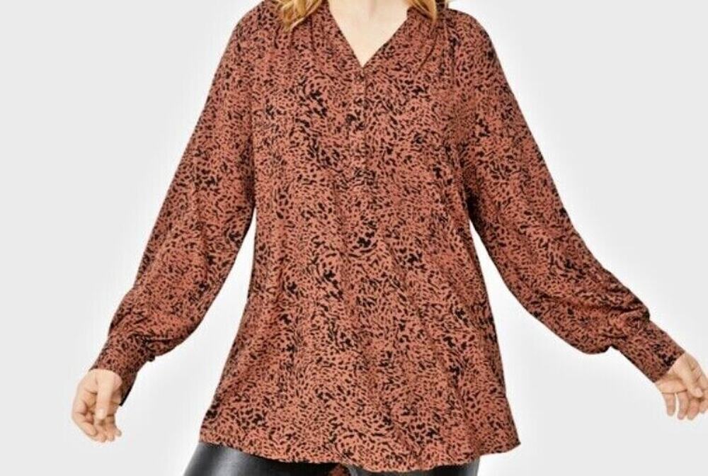Ellos Women Long Sleeve Tunic Shirt Top Blouse Brown Black Various Sizes Classic